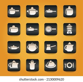 dishes symbols on black buttons on yellow background