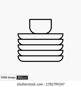 Dishes vector icon on white background. Flat vector dishes icon symbol sign from modern kitchen collection for mobile concept and web apps design.