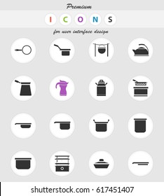 dishes vector icons for user interface design
