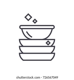 dishes vector line icon, sign, illustration on background, editable strokes