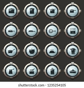 Dishes vector stylish round buttons for mobile applications and web