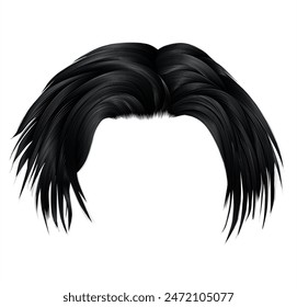  disheveled hairs  black colors with
 parting . 