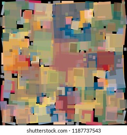 Disheveled loose rectangles based colorful abstract pattern