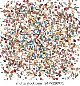 Disheveled random distributed myriads of small, multicolored ellipses