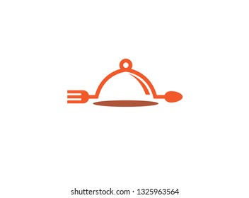 Dishfood with spoon and fork for logo design illustration