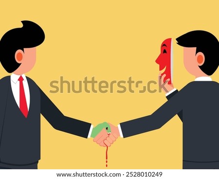 Dishonest Cheating Agreement, Hidden benefits in business deals. Two businessmen shake hands to make a business deal