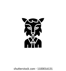 Dishonest worker black icon concept. Dishonest worker flat  vector symbol, sign, illustration.