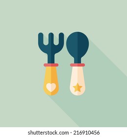 dishware and cutlery flat icon with long shadow,eps10