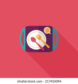 dishware and cutlery flat icon with long shadow