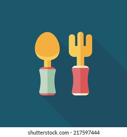 dishware and cutlery flat icon with long shadow,eps10