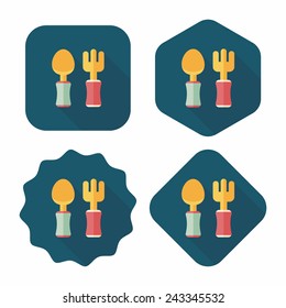 dishware and cutlery flat icon with long shadow,eps10