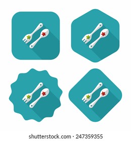 dishware and cutlery flat icon with long shadow,eps10