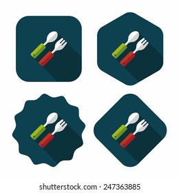 dishware and cutlery flat icon with long shadow,eps10