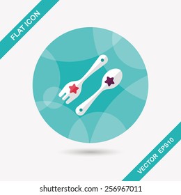 dishware and cutlery flat icon with long shadow,eps10