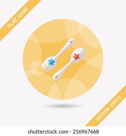 dishware and cutlery flat icon with long shadow,eps10