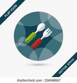 dishware and cutlery flat icon with long shadow,eps10