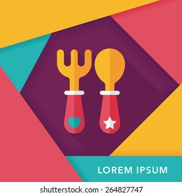 dishware and cutlery flat icon with long shadow,eps10