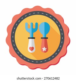 dishware and cutlery flat icon with long shadow,eps10
