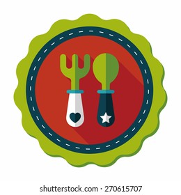 dishware and cutlery flat icon with long shadow,eps10