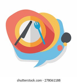 dishware and cutlery flat icon with long shadow