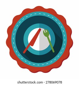 dishware and cutlery flat icon with long shadow