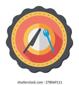 dishware and cutlery flat icon with long shadow