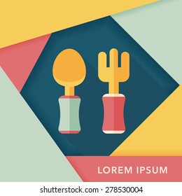 dishware and cutlery flat icon with long shadow,eps10