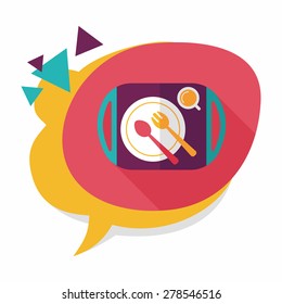 dishware and cutlery flat icon with long shadow