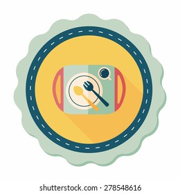 dishware and cutlery flat icon with long shadow