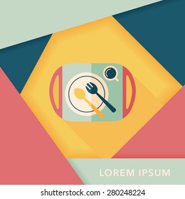 dishware and cutlery flat icon with long shadow