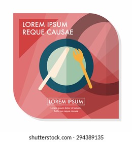 dishware and cutlery flat icon with long shadow