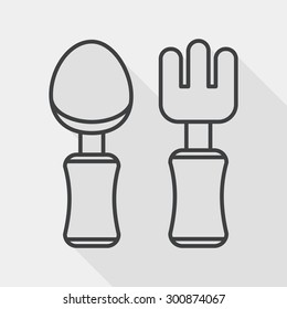 dishware and cutlery flat icon with long shadow, line icon