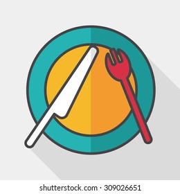 dishware and cutlery flat icon with long shadow