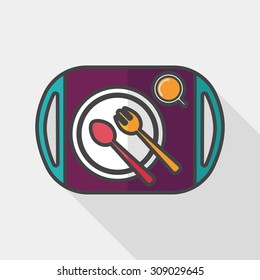 dishware and cutlery flat icon with long shadow