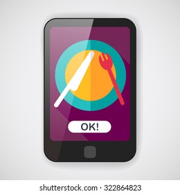 dishware and cutlery flat icon with long shadow