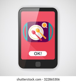 dishware and cutlery flat icon with long shadow