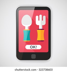 dishware and cutlery flat icon with long shadow,eps10
