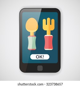 dishware and cutlery flat icon with long shadow,eps10