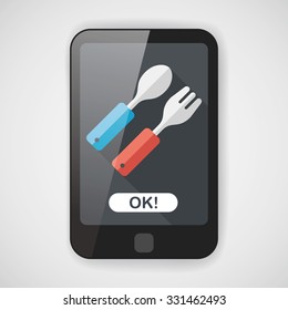dishware and cutlery flat icon with long shadow,eps10