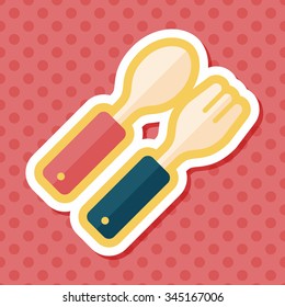 dishware and cutlery flat icon with long shadow,eps10