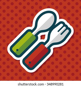 dishware and cutlery flat icon with long shadow,eps10