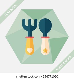 dishware and cutlery flat icon with long shadow,eps10