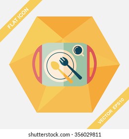 dishware and cutlery flat icon with long shadow