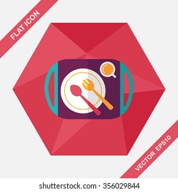 dishware and cutlery flat icon with long shadow