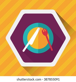 dishware and cutlery flat icon with long shadow