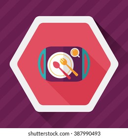 dishware and cutlery flat icon with long shadow