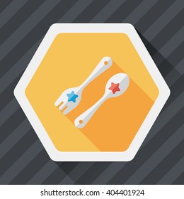 dishware and cutlery flat icon with long shadow,eps10