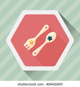 dishware and cutlery flat icon with long shadow,eps10