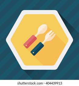dishware and cutlery flat icon with long shadow,eps10
