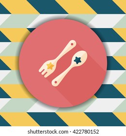 dishware and cutlery flat icon with long shadow,eps10